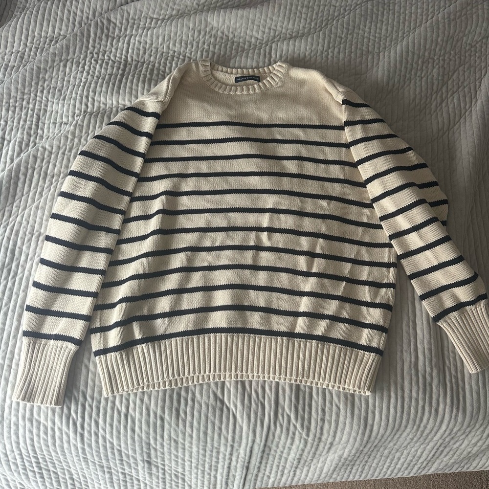Brandy Melville Striped Cream and Navy Sweater